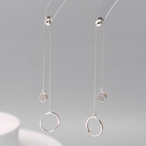 Circle Drop Earrings - Silver
